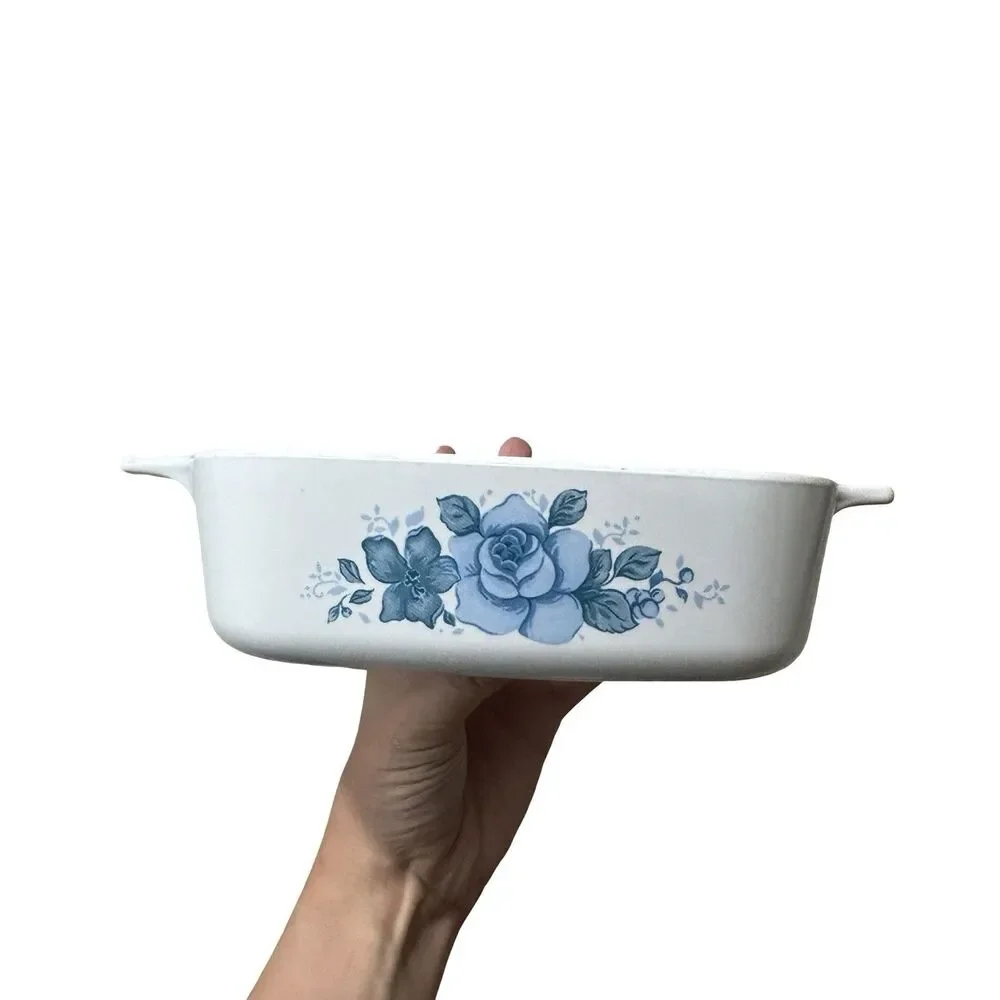 Vintage Corning Ware Blue Velvet Rose A-1-B 1 Qt Casserole Dish No Lid USA